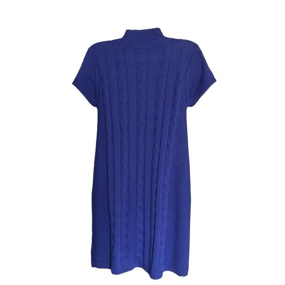 Democracy Women's Blue High Neck Acrylic/Wool Cable Knit Sweater Dress SZ L - Picture 2 of 7